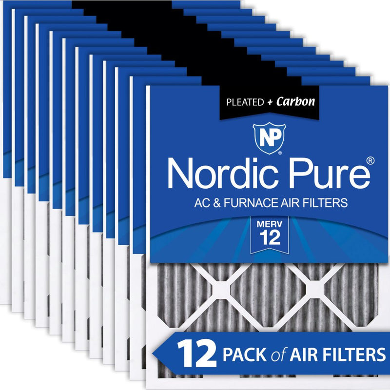 10x14x1 MERV 12 Plus Carbon AC Furnace Filters 12 Pack