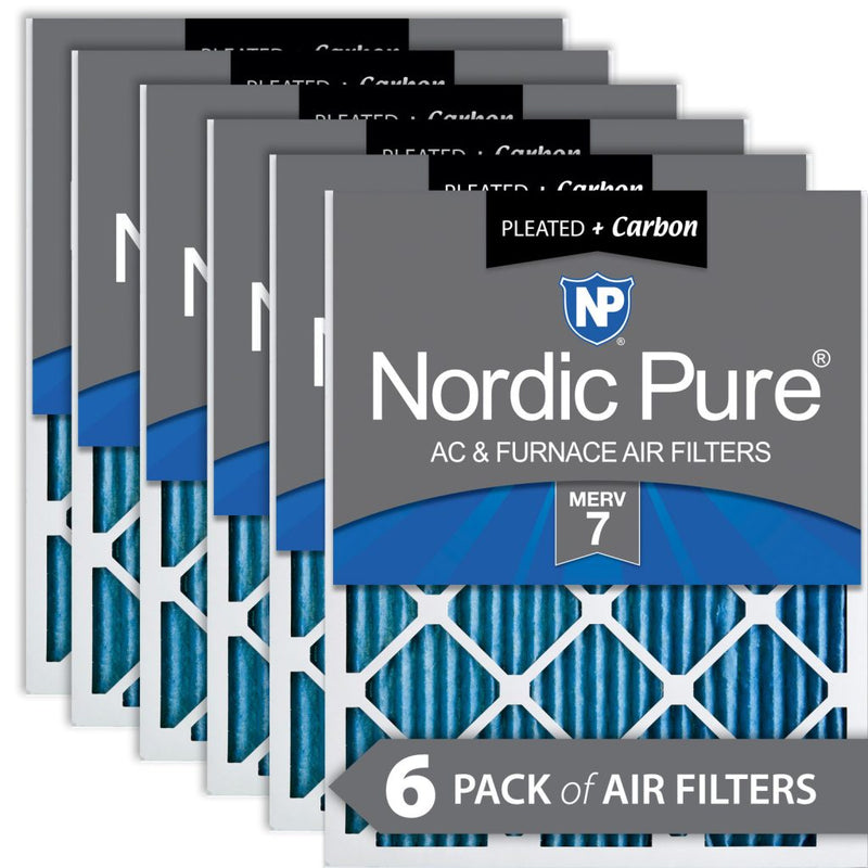 12x18x1 Pleated Air Filters MERV 7 Plus Carbon 6 Pack