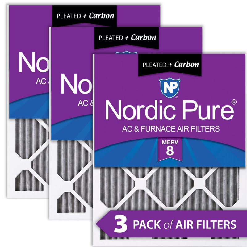 10x30x1 Furnace Air Filters MERV 8 Pleated Plus Carbon 3 Pack