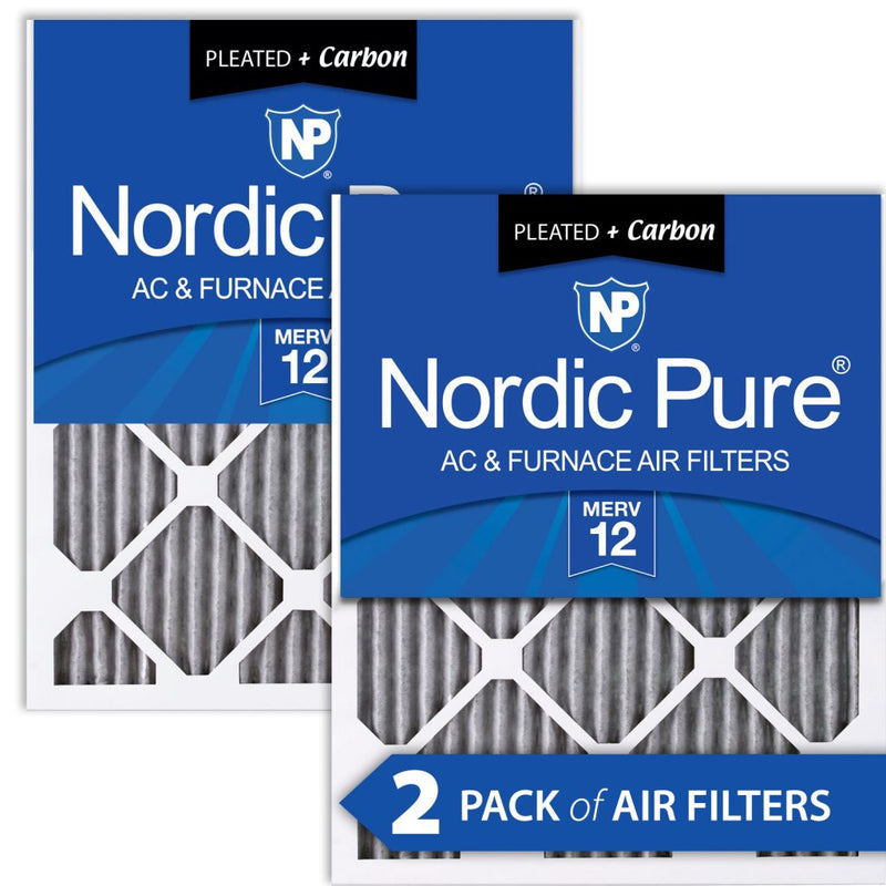 10x24x1 Furnace Air Filters MERV 12 Pleated Plus Carbon 2 Pack