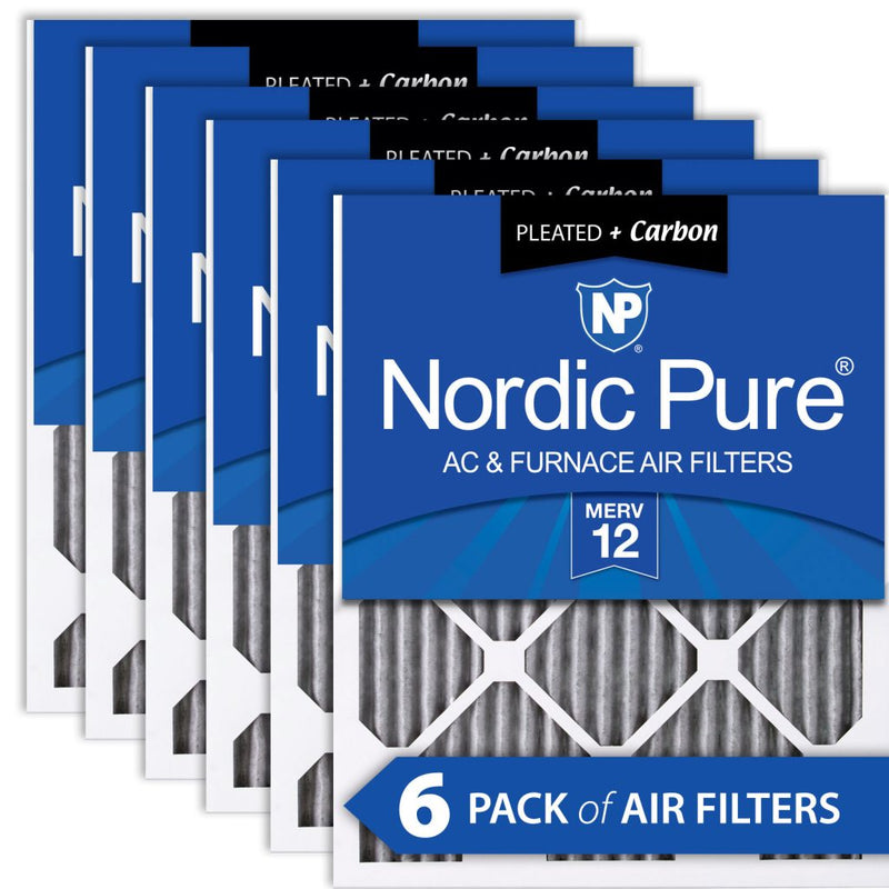 10x16x1 MERV 12 Plus Carbon AC Furnace Filters 6 Pack