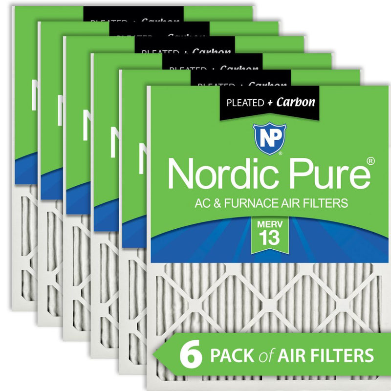 11 3/8x11 3/8x1 Exact MERV 13 Plus Carbon AC Furnace Air Filters 6 Pack