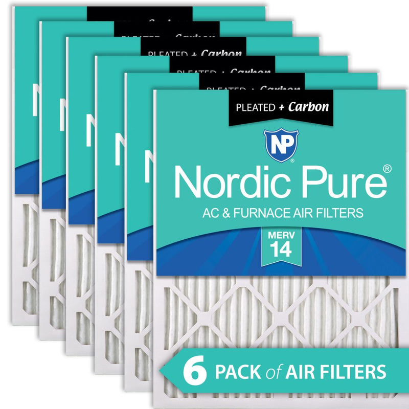 10x20x1 Pleated Air Filters MERV 14 Plus Carbon 6 Pack
