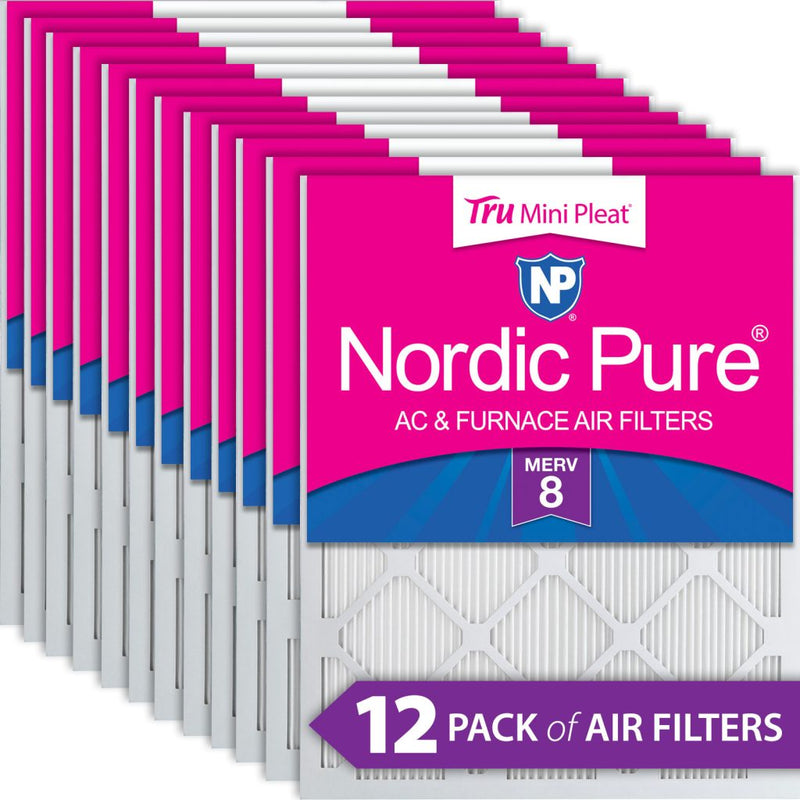 12x20x1 Nordic Pure Tru Mini Pleat MERV 8 AC Furnace Air Filters 12 Pack