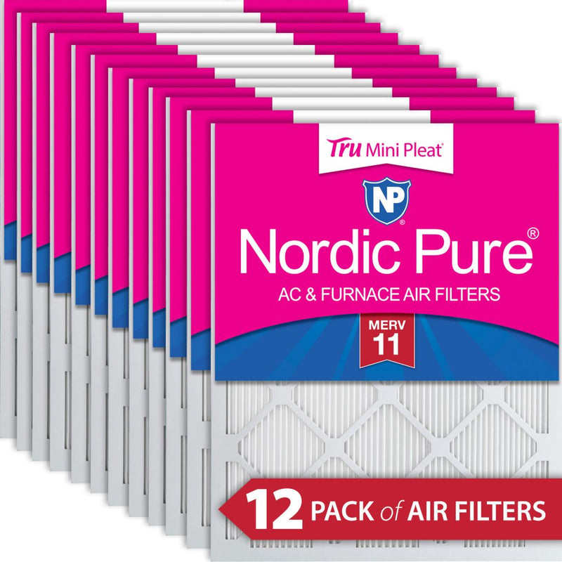 12x20x1 Nordic Pure Tru Mini Pleat MERV 11 AC Furnace Air Filters 12 Pack