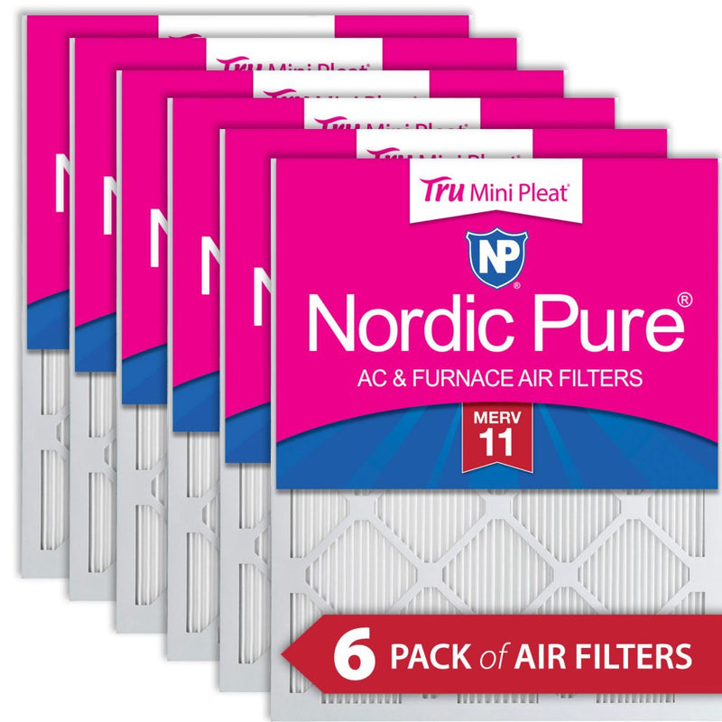 12x20x1 Nordic Pure Tru Mini Pleat MERV 11 AC Furnace Air Filters 6 Pack