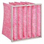 Pocket Air Filter, 24x12x15, MERV 13, Pink, Synthetic, Number of Pockets: 4